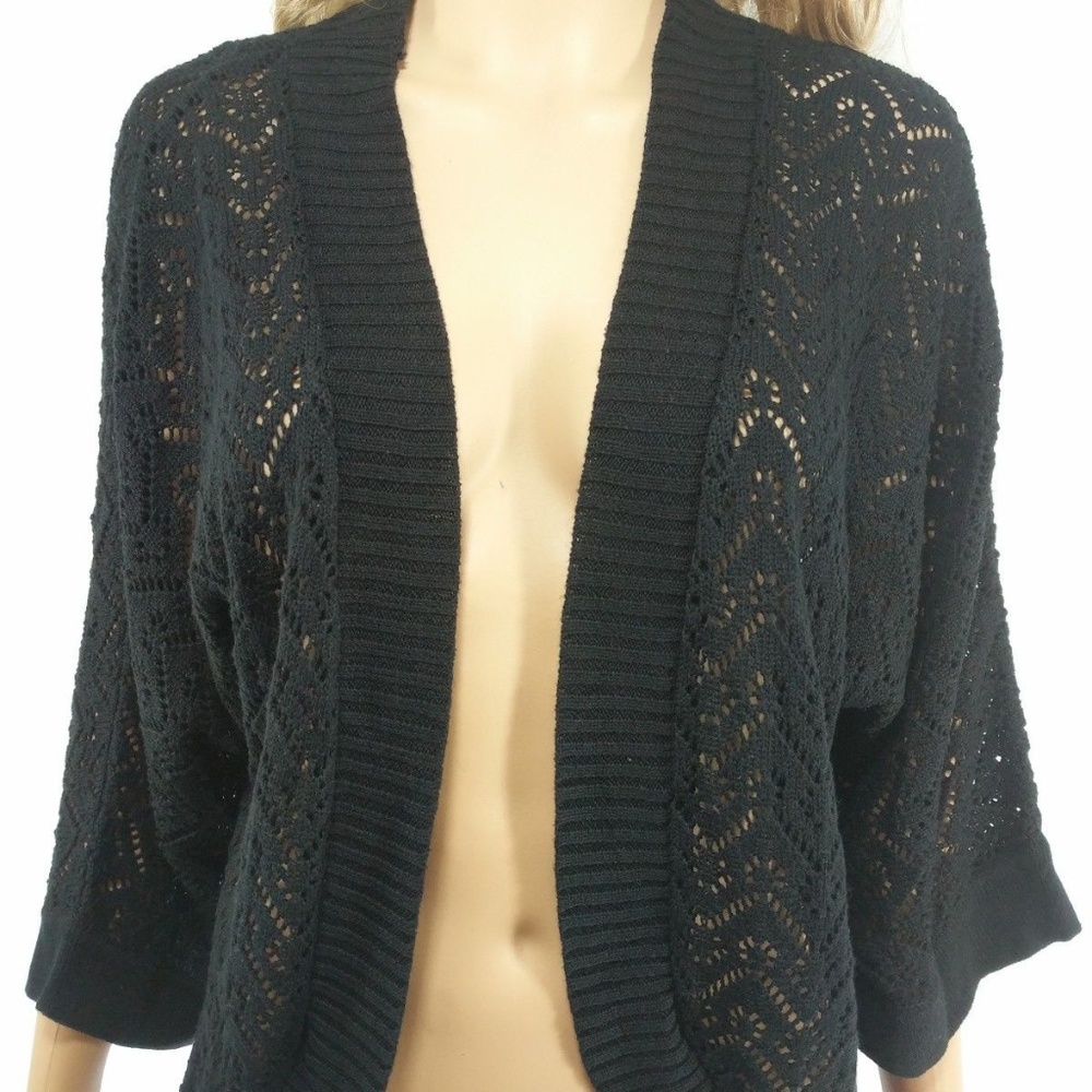 Josepha A NWT XL Black Shrug Top Crochet 3/4